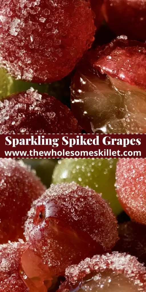 Spiked Grapes: The Sparkling Boozy Appetizer Your Next Party Needs 4 A pile of sparkling spiked grapes coated in coarse sugar crystals, featuring vibrant red and green colors.