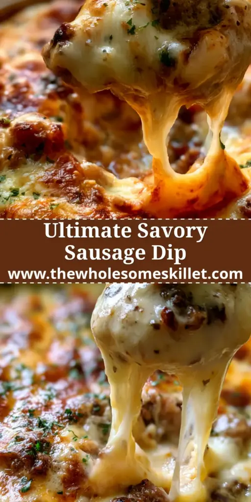 A bubbling hot sausage cream cheese dip in a ceramic bowl with a golden crust and fresh parsley.