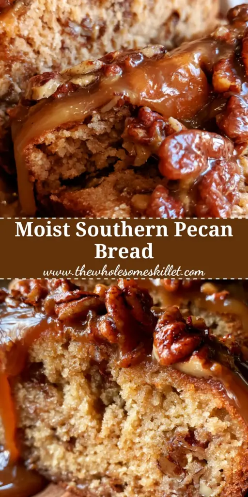 Pecan Loaf with a Glossy Amber Caramel Glaze 4 A close-up shot of a sliced pecan loaf with a thick, glossy caramel glaze and toasted pecans on a wooden board.